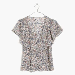 Madewell Carmelina Flutter-Sleeve Top in Blossoming Vines